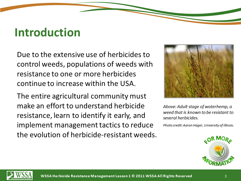 WSSA Lesson1 Slide3 - Current Status of Herbicide Resistance in Weeds