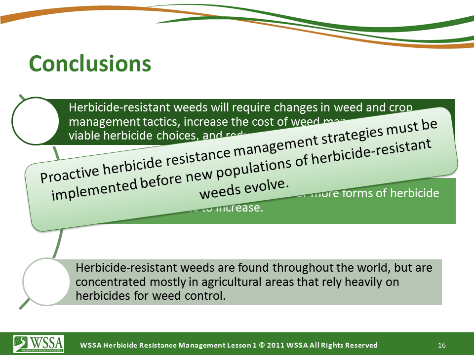 WSSA Lesson1 Slide16 - Current Status of Herbicide Resistance in Weeds