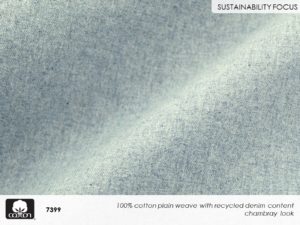Fabricast 2022 Pattern 7399 100% cotton plain weave with recycled denim content 
chambray look
