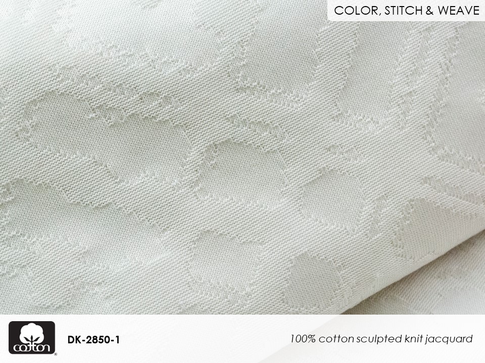 Fabricast 2022 Pattern DK-2850-1 100% cotton sculpted knit jacquard
