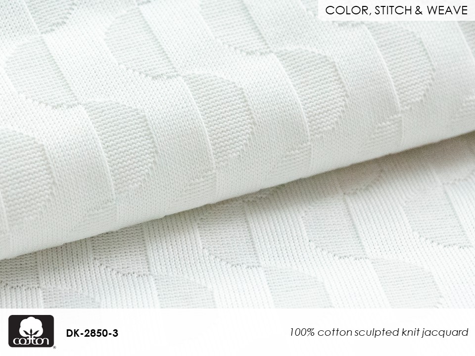 Fabricast 2022 Pattern DK-2850-3 100% cotton sculpted knit jacquard
