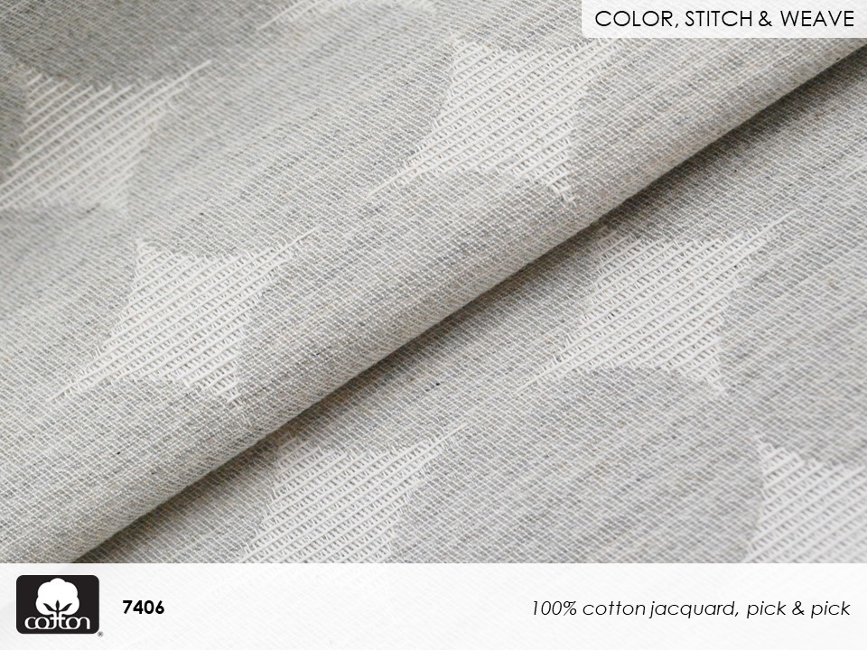 Fabricast 2022 Pattern 7406 100% cotton jacquard, pick & pick

