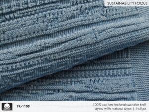 Fabricast-2022-Patterns-1-FK-1108 100% cotton textural sweater knit 
dyed with natural dyes | indigo