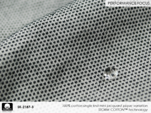 Fabricast-2022-Patterns-21-SK-2187-3 100% cotton single knit mini jacquard pique variation
STORM COTTON™ technology