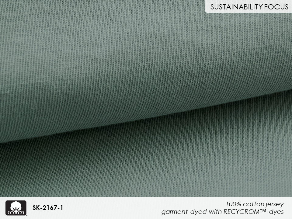 Fabricast-2022-Patterns-7-SK-2167-1 100% cotton jersey 
garment dyed with RECYCROM™ dyes
