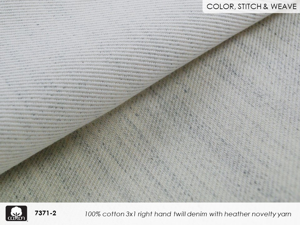 FABRICAST 2022 -slides-7371-2 100% cotton 3x1 right hand twill denim with heather novelty yarn
