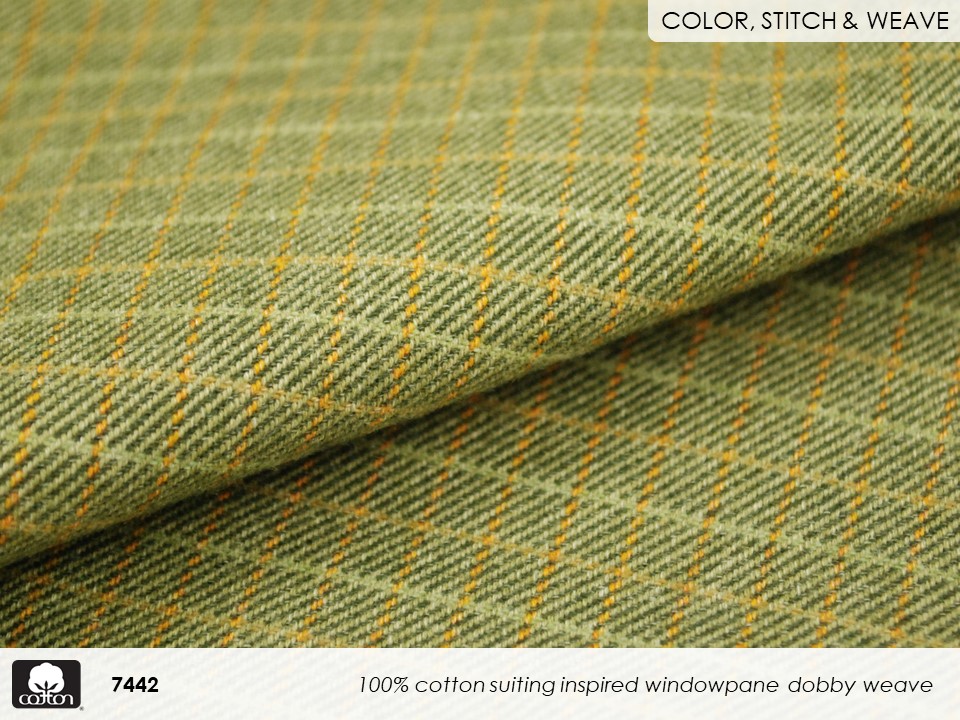 Fabricast-2022-slides-7442 100% cotton suiting inspired windowpane dobby weave
