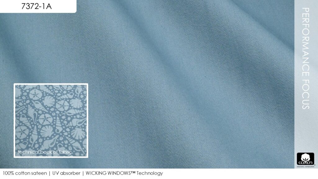 100% cotton sateen | UV absorber | WICKING WINDOWS™ Technology
