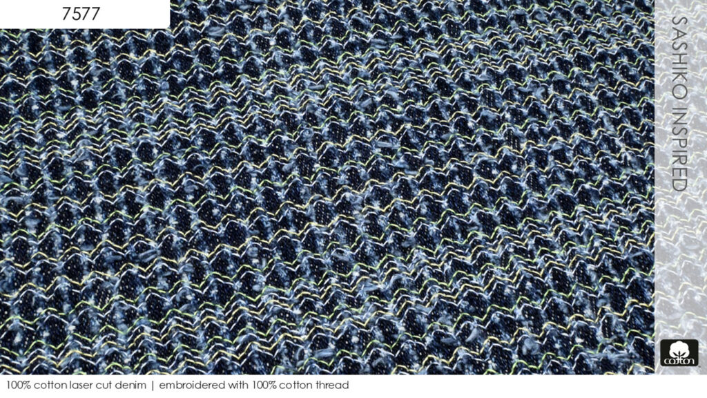 100% cotton laser cut denim | embroidered with 100% cotton thread
